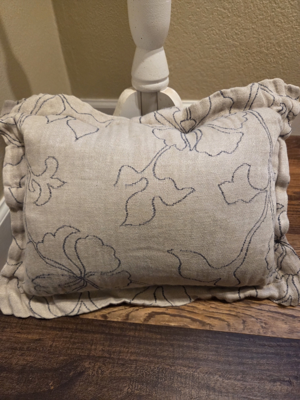 Leitner Neutral Floral Linen Accent Pillow